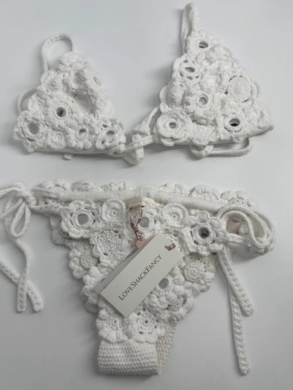 LoveShackFancy Ostelle Crochet Embellished Bikini Set - Size S/L Mixed NWT - Picture 4 of 13